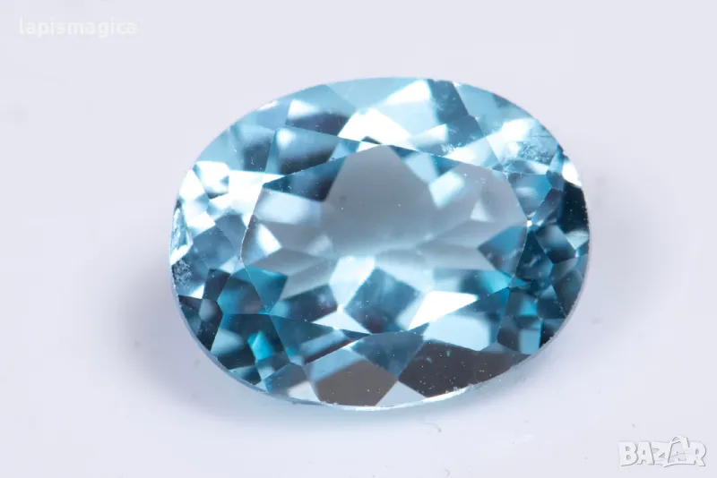 Син топаз 2.85ct 10x8mm овална шлифовка №5, снимка 1