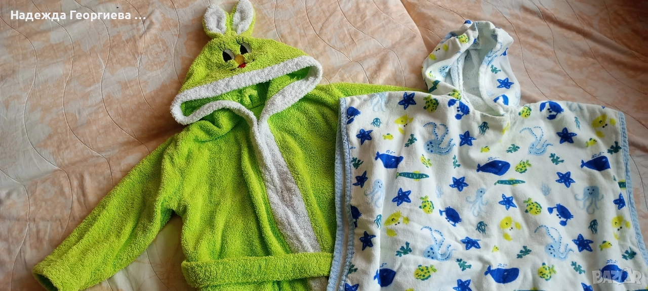 Халатче за момче, зайче и пончо хавлийка за 5-6 годинки, снимка 1