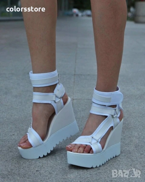 Сандали на платформа - бели с бяло ходило - KD20

, снимка 1
