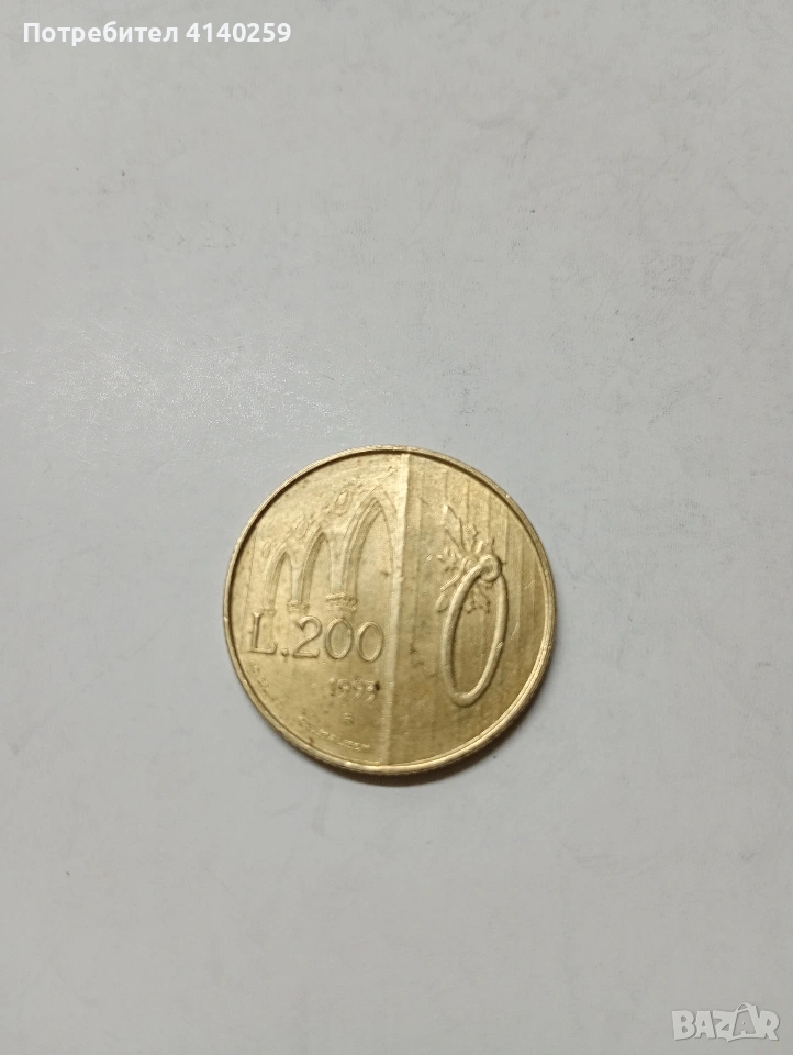 САН МАРИНО МОНЕТА 200 ЛИРИ 1993 Г , снимка 1