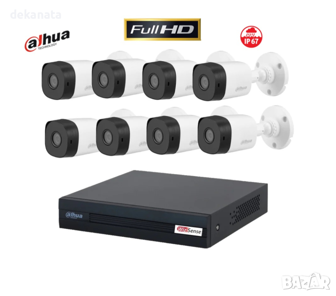 FULL-HD DAHUA Комплект за видеонаблюдение с 8 камери и пентабриден DVR, снимка 1