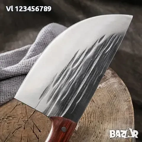 Широк кухненски нож / сатър 205х325 мм ръчно кован, снимка 1