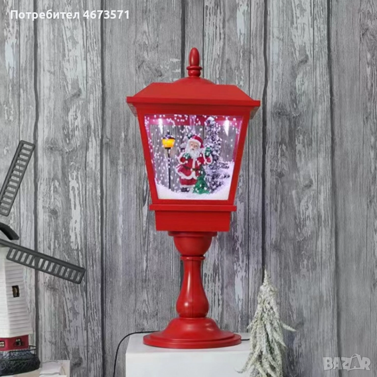 Декоративна коледна лампа с Дядо Коледа, падащ сняг и мелодии, снимка 1