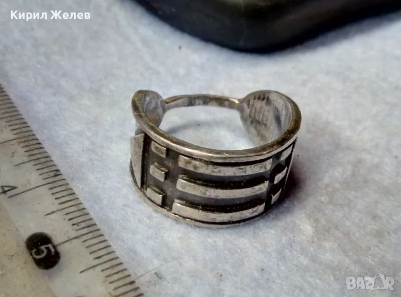 СТИЛНО АРТ ОРНАМЕНТИРАН СРЕБЪРЕН ПРЪСТЕН ЛАКИРАНО СРЕБРО ВИСОКА ПРОБА РЪЧНА ДИЗАЙНЕРСКА РАБОТА 46796, снимка 1