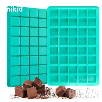 40 бр мини квадрати квадратчета квадрат силиконов молд форма фондан шоколад желирани бонбони, снимка 1