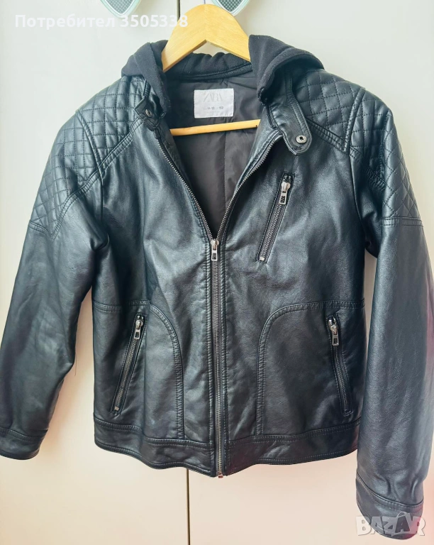 Кожено яке Zara за момиче 11–12 г. (152 см) – еко кожа, снимка 1