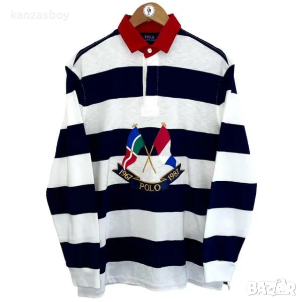 polo ralph lauren Rare Cross flag navy striped polo - страхотна мъжка блуза S, снимка 1