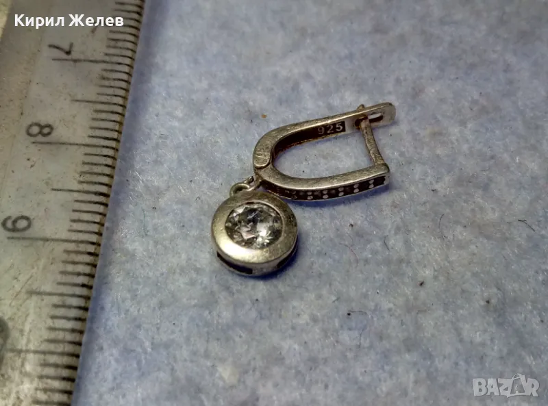ШАРМАНТНА АНГЛИЙСКА СКЪПОЦЕННА ОБЕЦА СРЕБРО 925 с ПРЕКРАСЕН ЮВЕЛИРНО ФАСЕТИРАН ИСКРЯЩ ЦИРКОН 27414, снимка 1