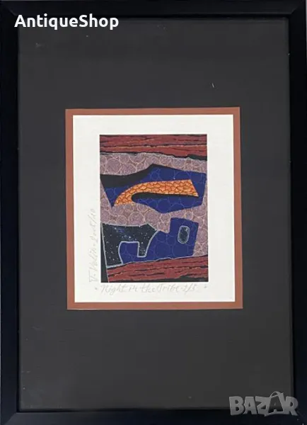 Картина, нощ, племе, репродукция, фотографски печат, Тодор, Велин, Todor Velin, аборигенска, живопис, снимка 1