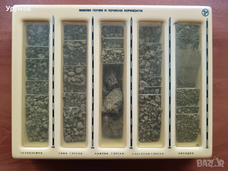 Стара учебна сбирка по география – „Видове почви и почвени хоризонти“, снимка 1