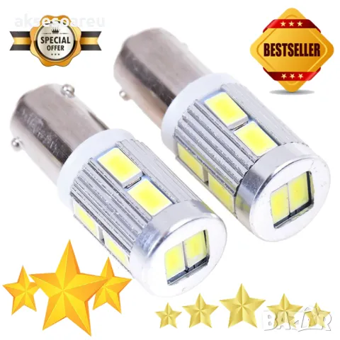 2 броя Нови габарити BAX9S с 10 LED диода крушка H6W-DC 12 V габаритни крушки фарове дневни светлини, снимка 4 - Аксесоари и консумативи - 49961803