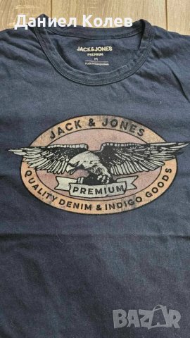 Мъжка тъмносиня тениска Jack & Jones, снимка 2 - Тениски - 48416095