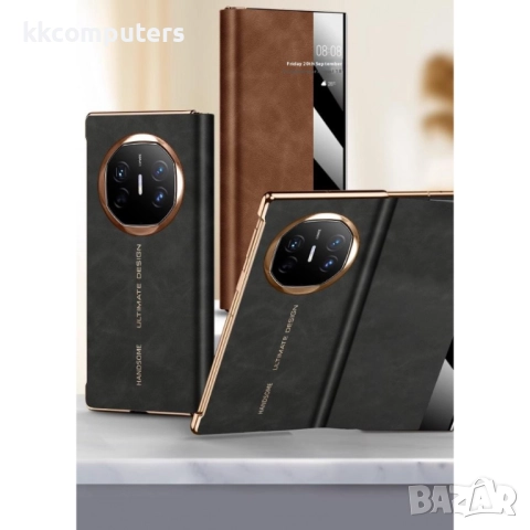 Huawei Mate X6 Кожен Калъф с Интелигентен Прозорец и Скрийн Протектор – Черен, Кафяв, Сив, снимка 2 - Калъфи, кейсове - 51955227