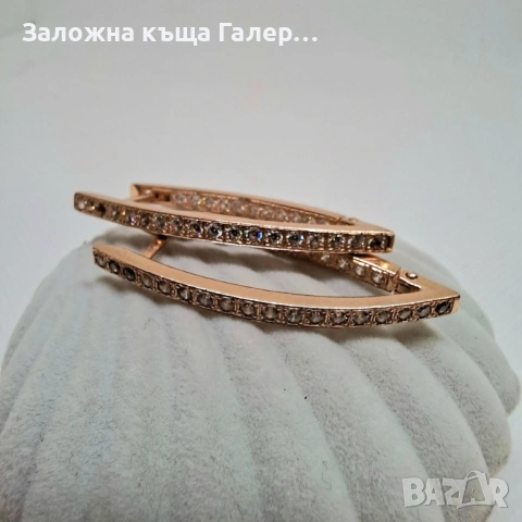 Елегантни златни обеци с фианити, 5,9г – стил и блясък, снимка 3 - Обеци - 54216803