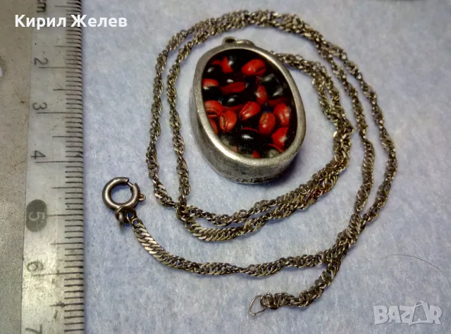 СТАР СРЕБЪРЕН МЕДАЛЬОН Със ЗЪРНА на Ormosia coccinea / wayruru За КЪСМЕТ с ВЕРИЖКА СРЕБРО 925 29143, снимка 9 - Антикварни и старинни предмети - 49866130