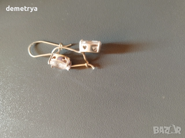 Сребърни обеци с цирконий 