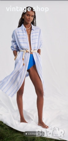 Кафтан( дълга рокля тип туника) 100% лен Lemem&H&M, размер M/L/XL, снимка 13 - Туники - 54224006