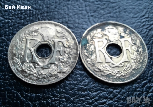Стара монета 25 сантима 1938 г. и 1939 г. Франция - красиви !, снимка 13 - Нумизматика и бонистика - 42219984