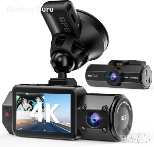 VANTRUE N2S 4K GPS Dashcam Night Vision IR, двойна 1440P предна и задна камера за кола, 24H двойно , снимка 1 - Аксесоари и консумативи - 48248680