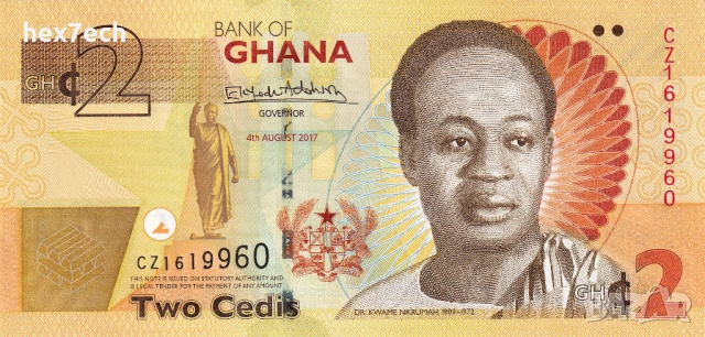 ❤️ ⭐ Гана 2017 2 цеди UNC нова ⭐ ❤️, снимка 2 - Нумизматика и бонистика - 53754367