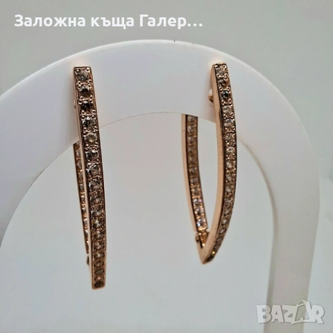 Елегантни златни обеци с фианити, 5,9г – стил и блясък