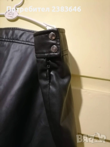 Дамска кожена пола с волан, черна, снимка 3 - Поли - 53326750