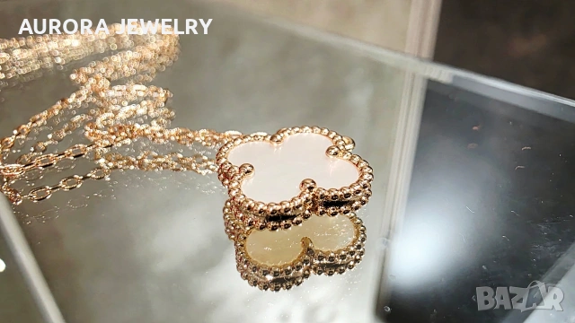 Van Cleef & Arpels VCA Rose Gold Mother of Pearl Vintage Alhambra Clover Дамско Колие, снимка 6 - Колиета, медальони, синджири - 54167155