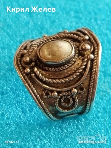 Старинен сребърен пръстен филигранна изработка с СЕДЕФ ювелирна изработка 51348, снимка 6 - Пръстени - 53763327