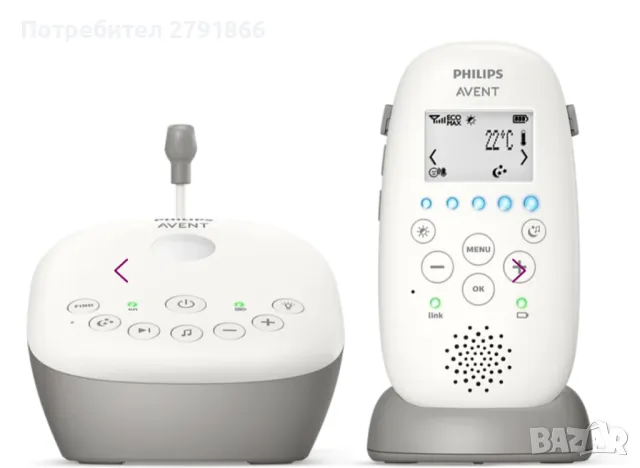 Philips Avent Premium Премиум аудио бебефон DECT SCD733/26, снимка 5 - Бебефони - 49878858