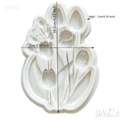 стръкове цветя цвете пъпка лале силиконов молд форма фондан шоколад гипс декор, снимка 2 - Форми - 49839481
