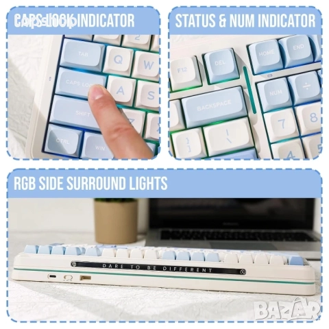 Чисто нова MCHOSE K99 96% безжична геймърска клавиатура, механична клавиатура с уплътнение, BT5.0..., снимка 5 - Клавиатури и мишки - 51572444