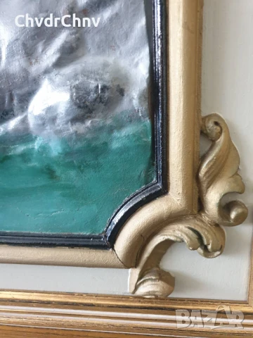 91х64см-8кг/стара голяма маслена картина-пано от гипс/голи деца/Рококо/дървена рамка, снимка 10 - Картини - 51357831