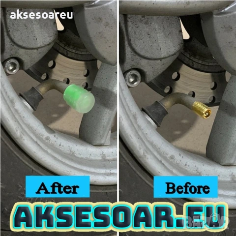 Комплект 4 бр. светещи капачки за вентили флуоресцентни нощни светещи декорации за кола мотоциклет, снимка 8 - Аксесоари и консумативи - 53887489