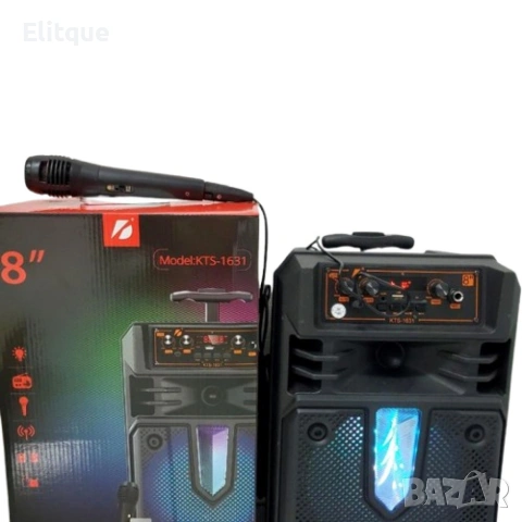 Мощна безжична тонколона 8'' с дистанционно управление и микрофон KTS-1631, снимка 4 - Тонколони - 53165106