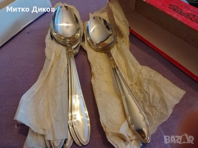 Петко Денев нови 12 броя лъжици 18 см от соца в кутия, снимка 4 - Прибори за хранене, готвене и сервиране - 53499331