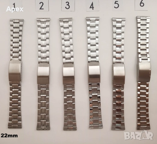 Верижка за Часовник.Стоманена Верижка за Часовници.Прави, Извити и Ластични Верижки 18, 20, 22, 24мм, снимка 7 - Каишки за часовници - 54011484