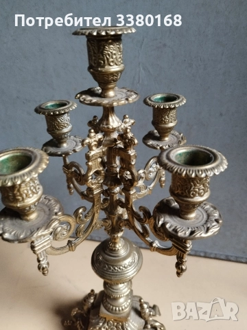 супер атрактивен свещник с пет гнезда, снимка 4 - Антикварни и старинни предмети - 52722235