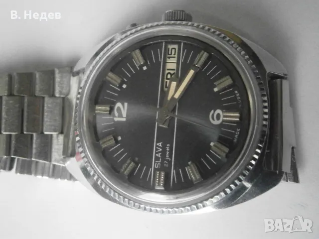 СЛАВА, автоподзавод/автоматик/ кал 2427, 37mm 27 рубинови камъка, USSR, снимка 4 - Мъжки - 47980514