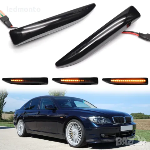 LED Мигачи с Бягащ Ефект за BMW 7 Серия E65, E66, E67, E68 (2001–2008), снимка 4 - Части - 50355235