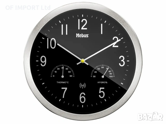Стенен Часовник MEBUS с Термометър и Влагомер, снимка 2 - Други стоки за дома - 53450893