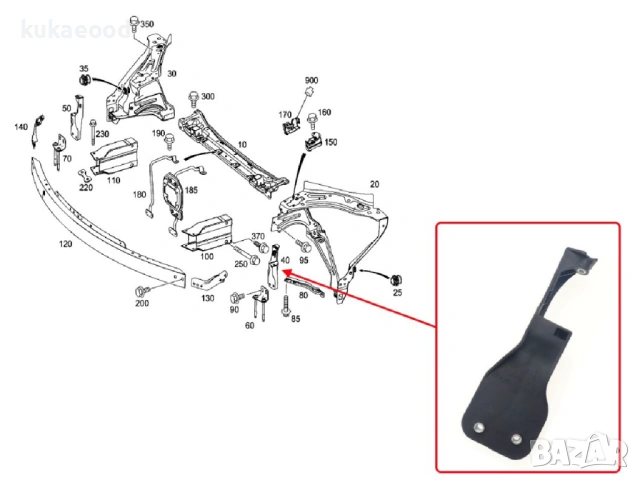 Щипка за захващане на фар Mercedes GLK X204, снимка 4 - Части - 54200160