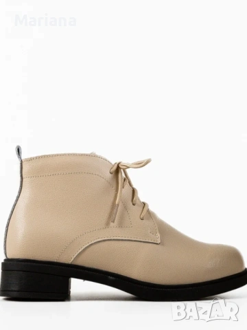 Дамски боти бежови естествена кожа, снимка 3 - Дамски боти - 53673816