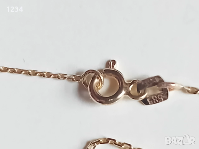 Златно колие с топчета инкрустирани с цветни камъни , снимка 3 - Колиета, медальони, синджири - 52373417