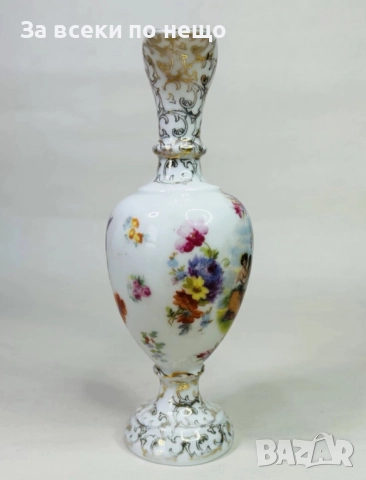 Ваза ръчно изрисувани със сцени от митологията и великолепни дрезденски цветя и букети Код P1634, снимка 7 - Декорация за дома - 52924710