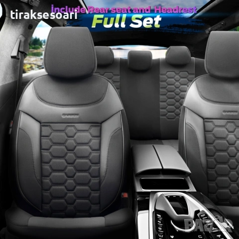 Луксозна тапицерия OTOM Carbon Design черна със сив шев – универсален комплект , снимка 7 - Аксесоари и консумативи - 53625242