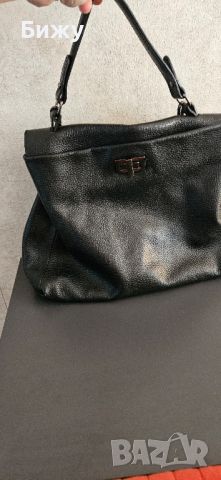 Дамска чанта от естествена кожа цвят черен , снимка 6 - Чанти - 45769386