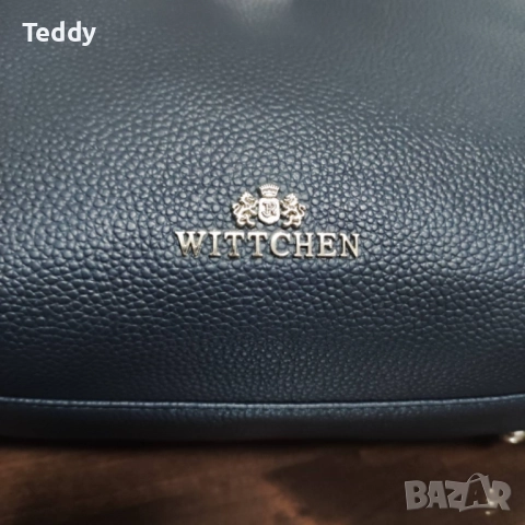 Маркова синя кожена чанта Wittchen, естествена кожа, снимка 5 - Чанти - 52654798