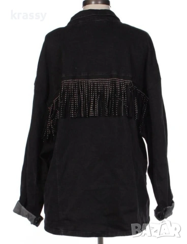 НОВО голямо дънково дамско яке с ресни (размер 2ХЛ), снимка 2 - Якета - 53735745