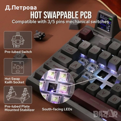 механична клавиатура EPOMAKER RT100 , снимка 4 - Клавиатури и мишки - 53985168