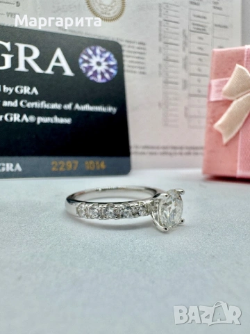 Пръстен с мойсанит (диамант) 1 карат, снимка 2 - Пръстени - 53060757